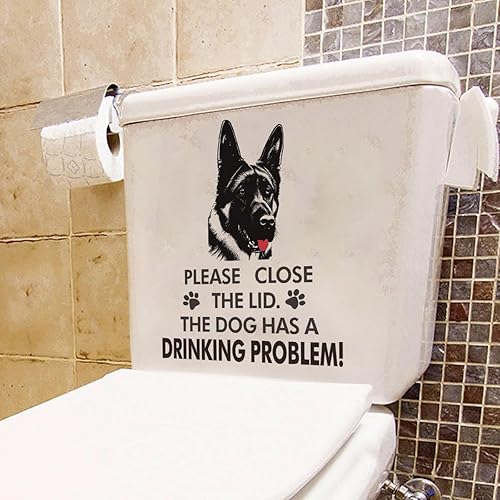 Miniatura 3 de Divertidas calcomanías para tapa de inodoro de pastor alemán, extraíble, impermeable, vinilo para asiento de inodoro, cierra la tapa, el perro tiene