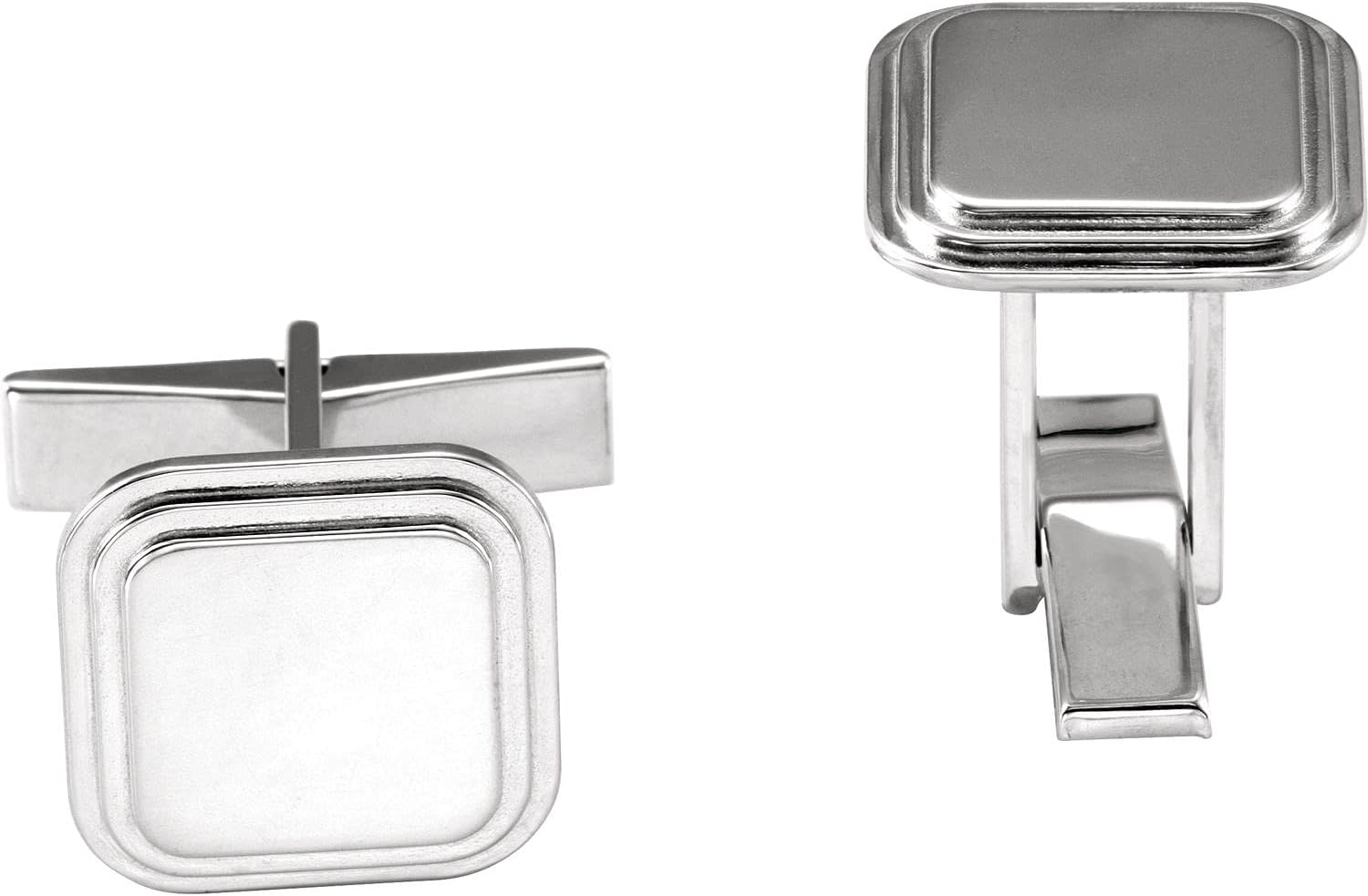 Diamond2Deal 925 Sterling Silver Posh Mommy Engravable Square Cuff Links for Men