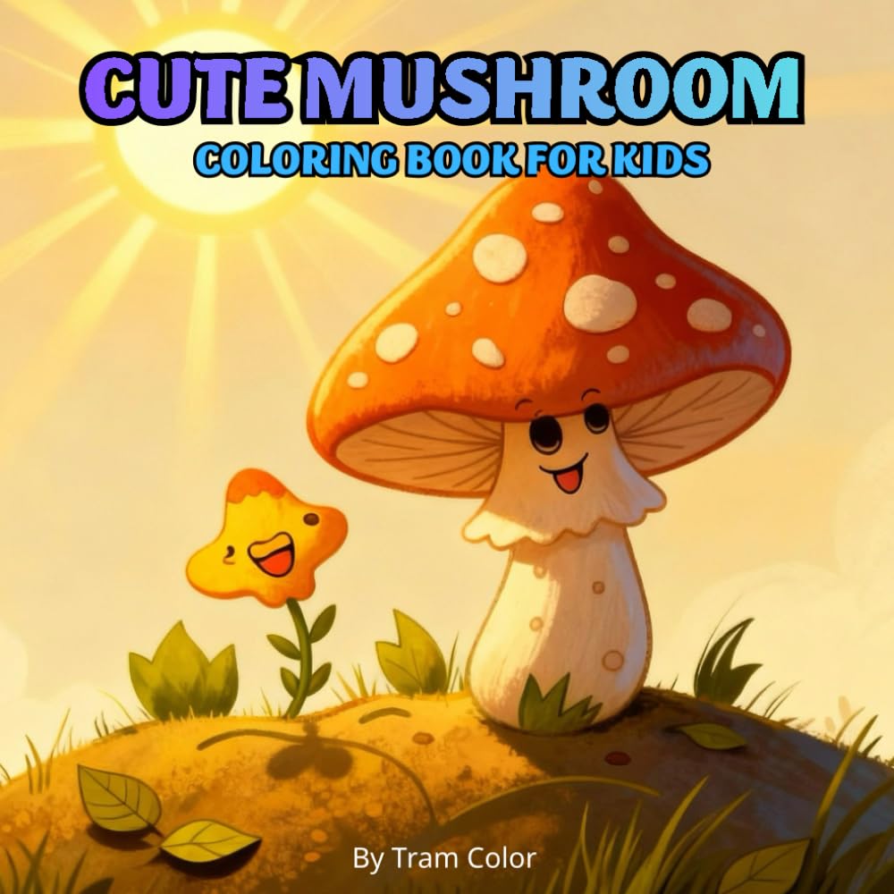 Cute Mushroom Coloring Book for Kids: Fun and Easy Mushroom Coloring Pages for Toddlers and Young Children Ages 3–7
