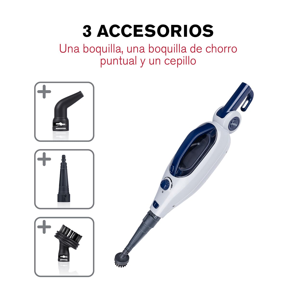 Dirt Devil Limpiador de Alfrombras y Mopa Eléctrica con vapor DD7004 - Calentada en 30 Segundos - Mopas de Limpieza Suelos con 4 Accesorios, 1300W