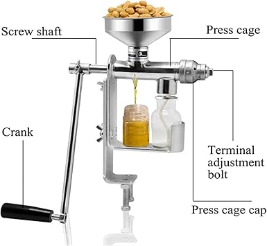 Commercial Manual Oil Press Machine, Cold Oil Press Machine, 29X31Cm Hand Press Raw Material Oil Expeller Extractor, Stainless Steel Oil Press Machine