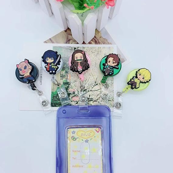 Amazon Com Japanese Anime Retractable Id Badge Reel Cute Kawaii Manga Rubber Plastic Holder Badge Reels Clip For Nurse And Student Tanjirou Kamado Office Products