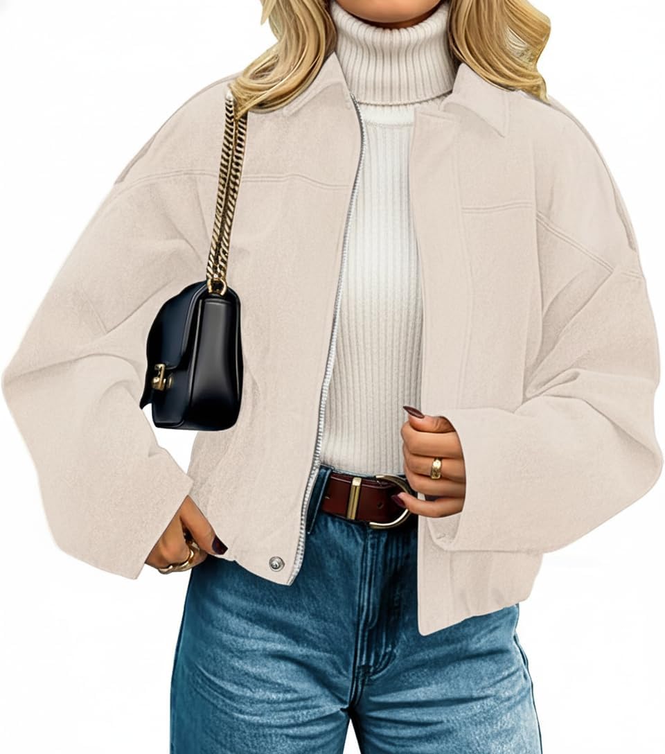 Womens Faux Suede Jackets Fall Fashion Outfits Coat Winter Clothes Open Front Cropped Jacket