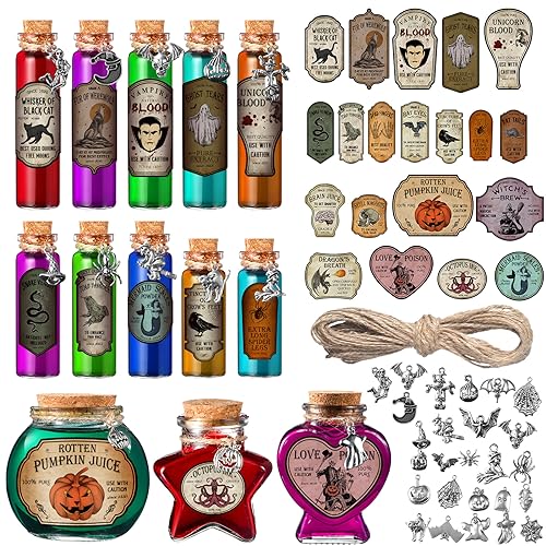 Sliner 180 Pcs Halloween Potion Bottles Set Includes 60 Cork Stop...