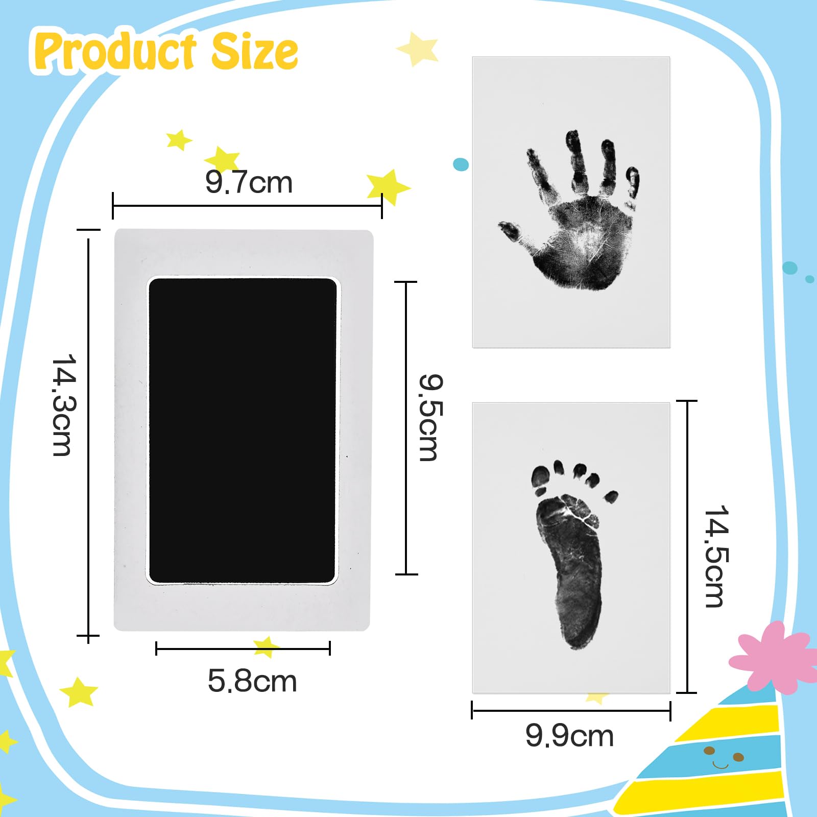 Nabance Baby Handprint and Footprint Kit, Safe Non-Toxic, 6 Baby Inkless Print Pads, 12 Imprint Cards, Dog Pet Paw Print, Imprint Kit, Newborn Keepsake Kit - Black — view 6