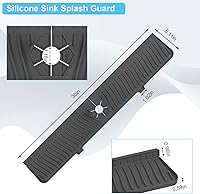 Vista 4 de Derlights 30 inch Sink Splash Guard Mat,Silicone Faucet Handle Drip Catcher Tray, Longer Silicone Sink Mat for KitchenBathroom, Drip Protector Black