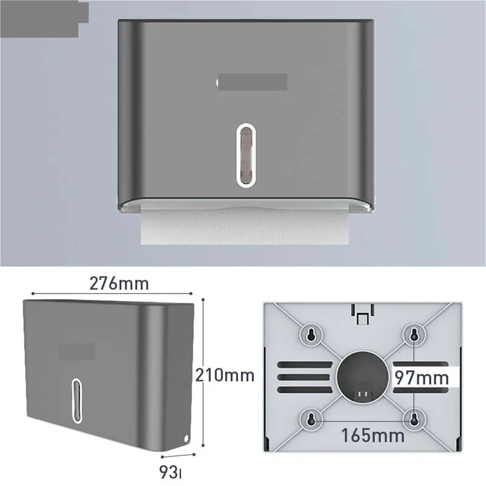 Portafazzoletti da Parete Porta Asciugamani di Carta igienica Porta Asciugamani di Carta a Parete Dispenser di Asciugamani Non Perforato Dispenser di fazzoletti for Cucina Bagno(Gray)