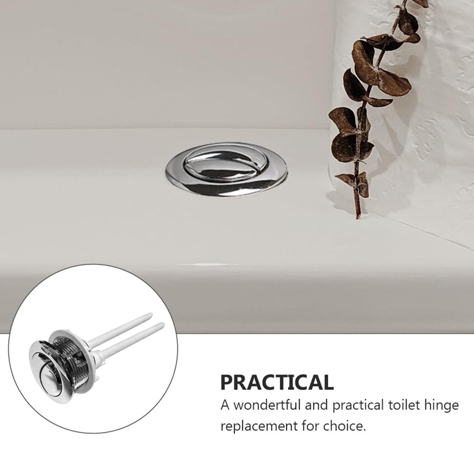 Pulsante Di Scarico WC Doppia Caccia, 2 Pezzi, Cromato, Regolabile Da 37 A 50 Mm, Con Asta 112 Mm, Ricambio Universale - 2