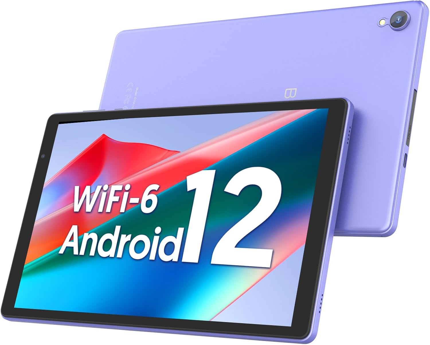 BAKEN 10 Inch Tablet, Android 12 Tablets, 4(2+2) GB RAM, 32GB ROM, 1280x800 IPS HD Touchscreen, Quad Core Processor, GMS, WiFi 6, 6000mAh Battery, Bluetooth Tablet PC, Dual Camera, Games(Purple)