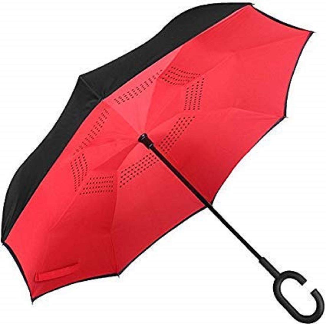 virza trade Windproof Reverse Folding Double Layer Inverted Umbrella with C Shape Handle (Multicolour)-picture-11