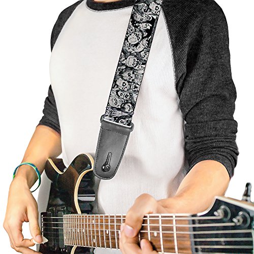 Buckle-Down Sangle de guitare Motif tête de mort zombie 5,1 cm de large - Les Beatles, Paul McCartney, John Lennon, RIngo Starr, George Harrison Buckle-Down Sangle de guitare Motif tête de mort zombie 5,1 cm de large – Image 3