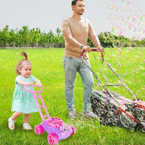 artcreativity bubble lawn mower for toddlers 1-3 kids bubble machine for 1-year-old girl gifts summer outdoor push gardening toys for kids age 1 2 3 halloween birthday gifts for preschool girls