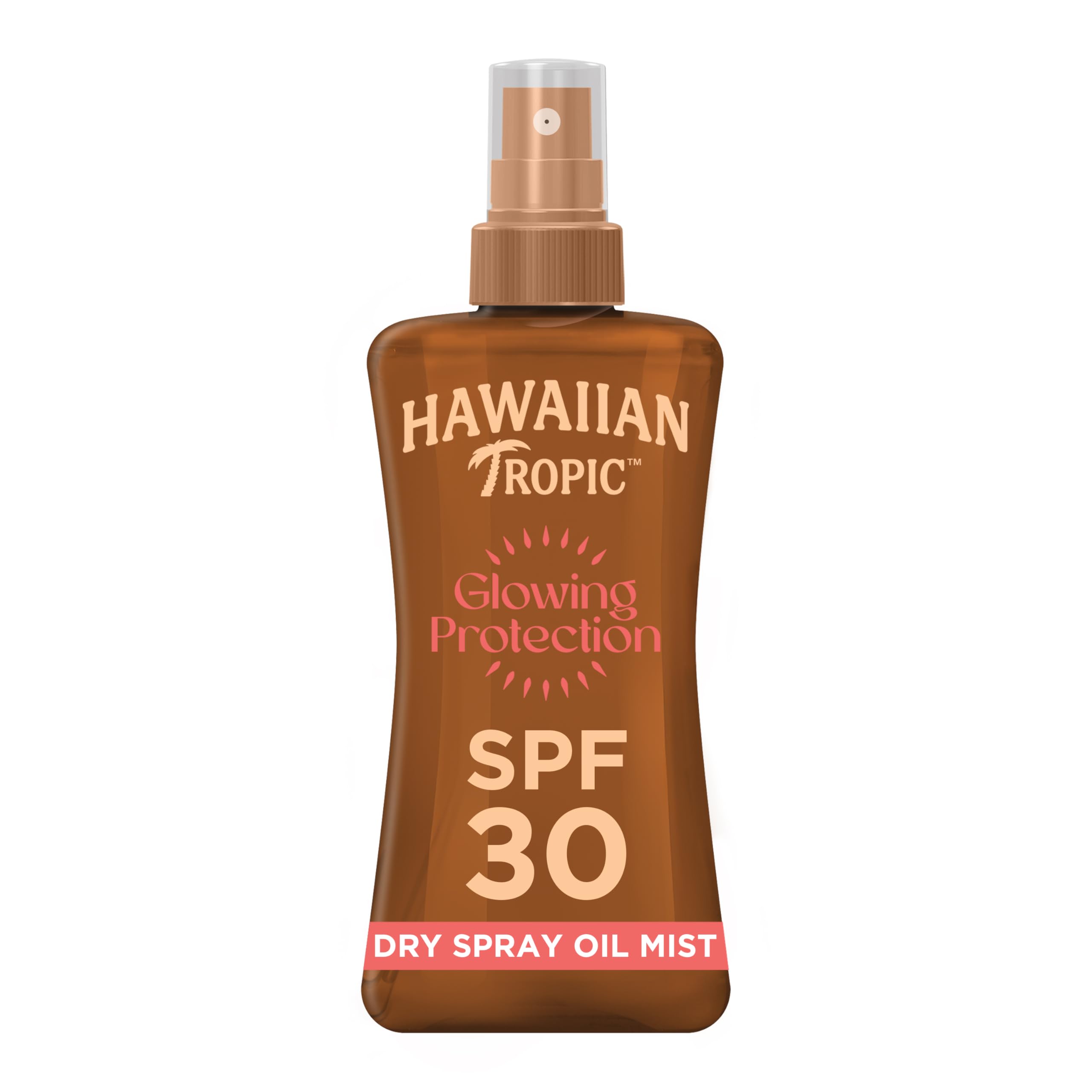 Hawaiian Tropic Glowing Protection Sunscreen Dry Oil Spray Mist, Water Resistant SPF 30 UVA plus UVB Protection Sunscreen Spray, Tropical Scent Sun Lotion with Island Botanicals, 200 ml