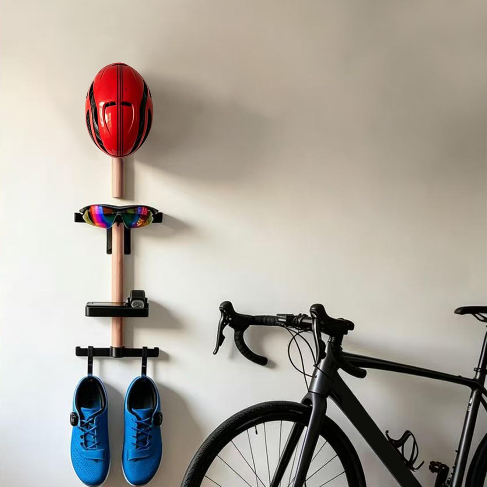 Wand Organizer für Fahrradzubehör Massivholz Verstellbar ohne Bohren
