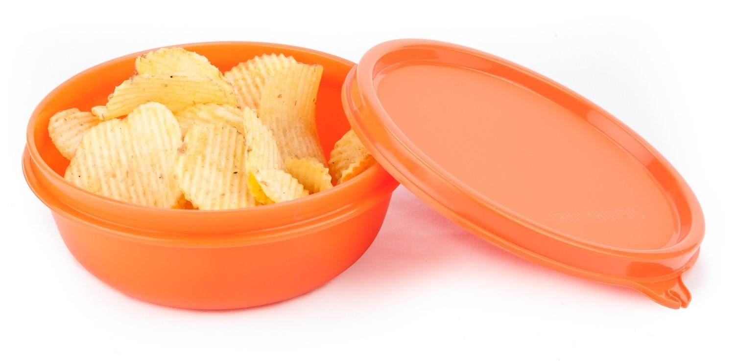 Signoraware Buddy Bowl Plastic Container Box, Food Grade Bpa Free, Freezer Microwave Safe, Leak/Spill Proof Lid, Strong Seal Tight Mini Compatible Jar (300ml, Peach)