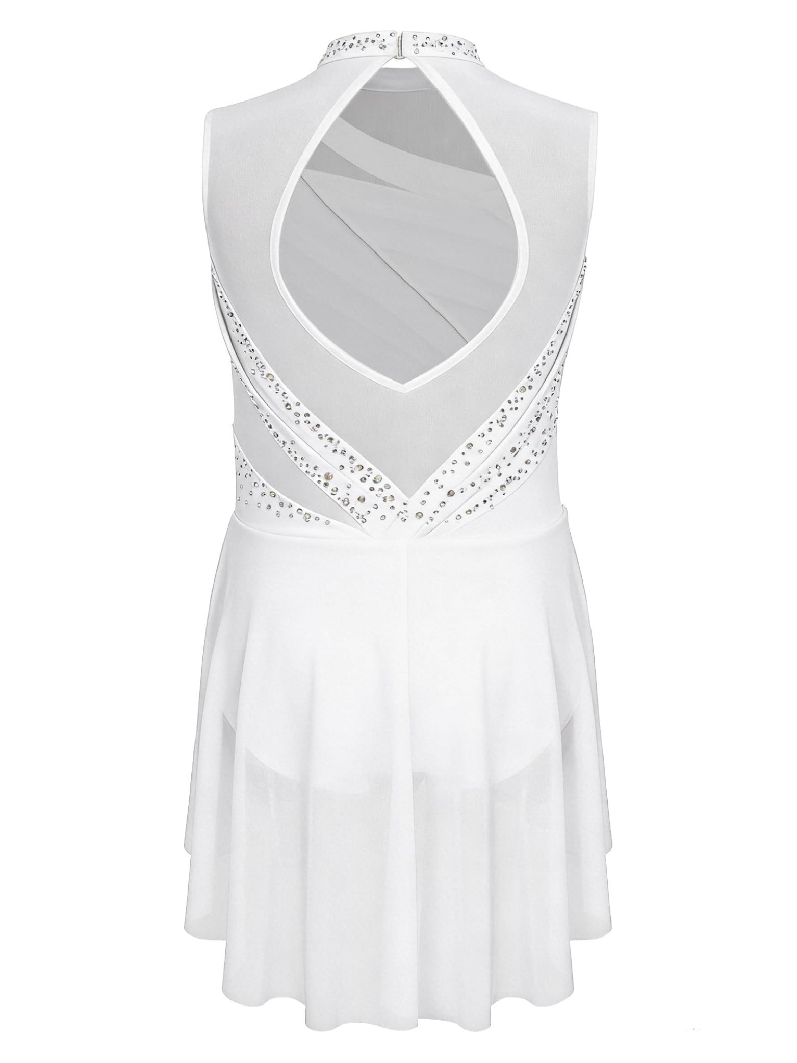 Robe Patinage Artistique Fille Body Strass sans Manches Justaucorps Gymnastique Leotard Ballet Robe Danse Contemporaine