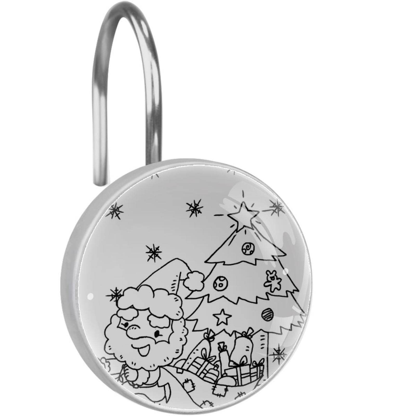 Anneaux de rideau de douche décoratifs en acier pour embellir votre salle de bain à Noël