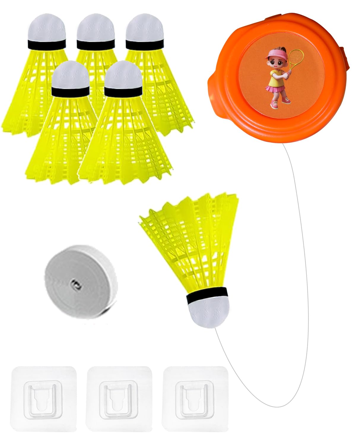 Self Practice Badminton Set Home, Badminton Self Practice Kit, Badminton Rebound Trainers for Hand-Eye Coordination, 6 Badmintons+3 Traceless Sticky Hook+Plus Elastic Rope 2.5 Meters Without Racket (B0D8VX433W) Amazon Price History, Amazon Price Tracker