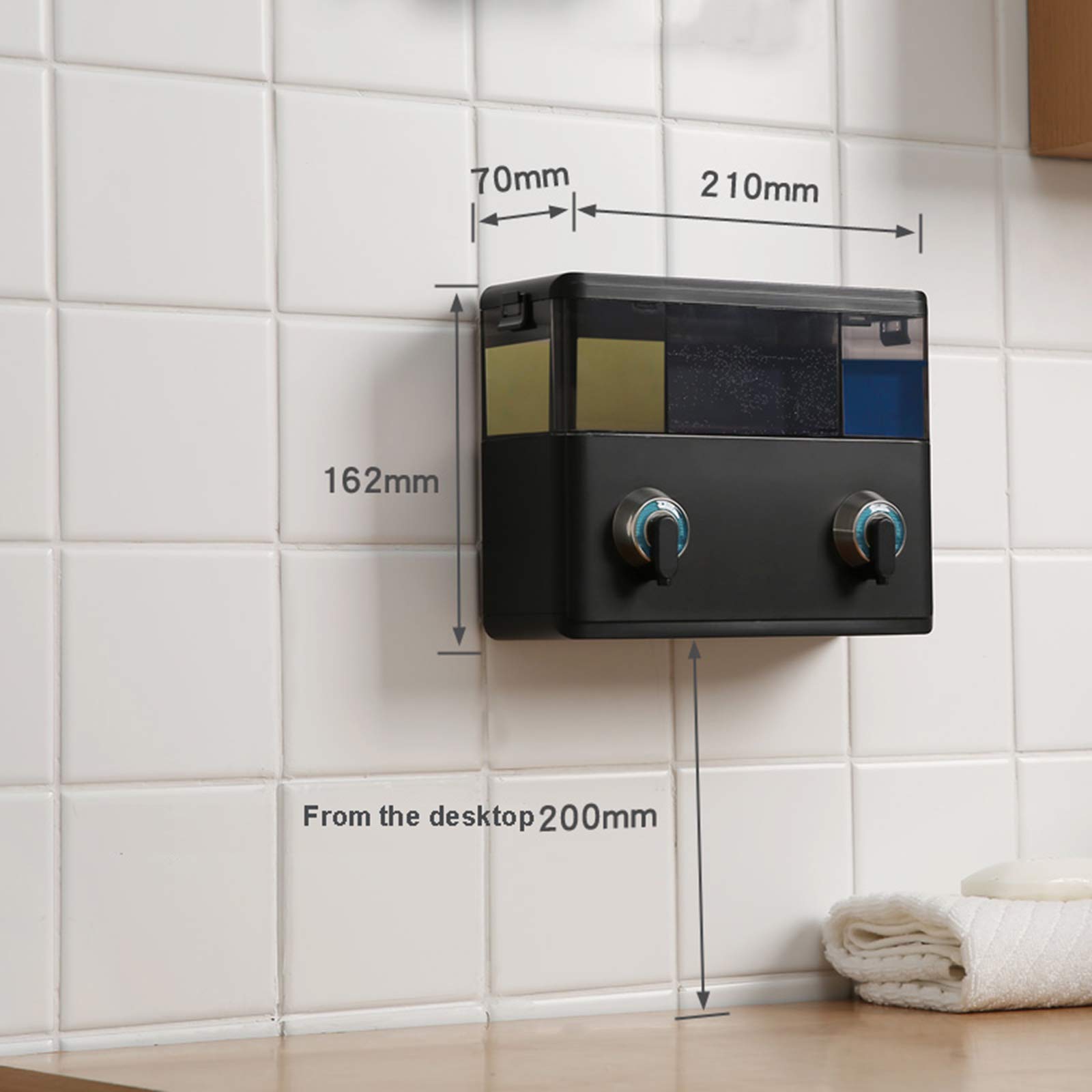 Dozownik mydła 2 komory, automatyczne wykrywanie, bezdotykowy, ręczny dozownik mydła montowany na ścianie do domu hotelu kuchni łazienki balsam szampon odżywka do włosów ciała mycie ręczne, czarny