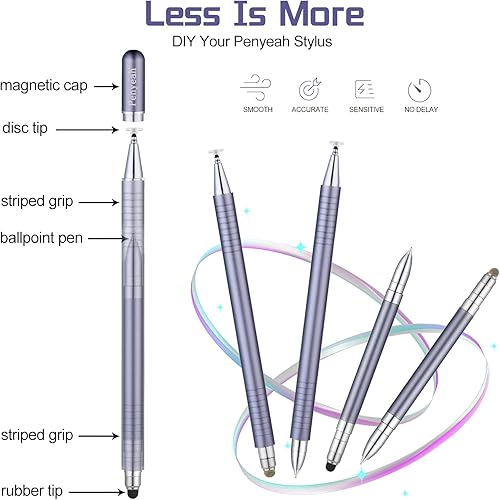 Miniatura 2 de Penyeah - Lápiz óptico para pantallas táctiles, 3 en 1, disco magnético, goma y malla dura, universal de alta precisión, para todas las pantallas