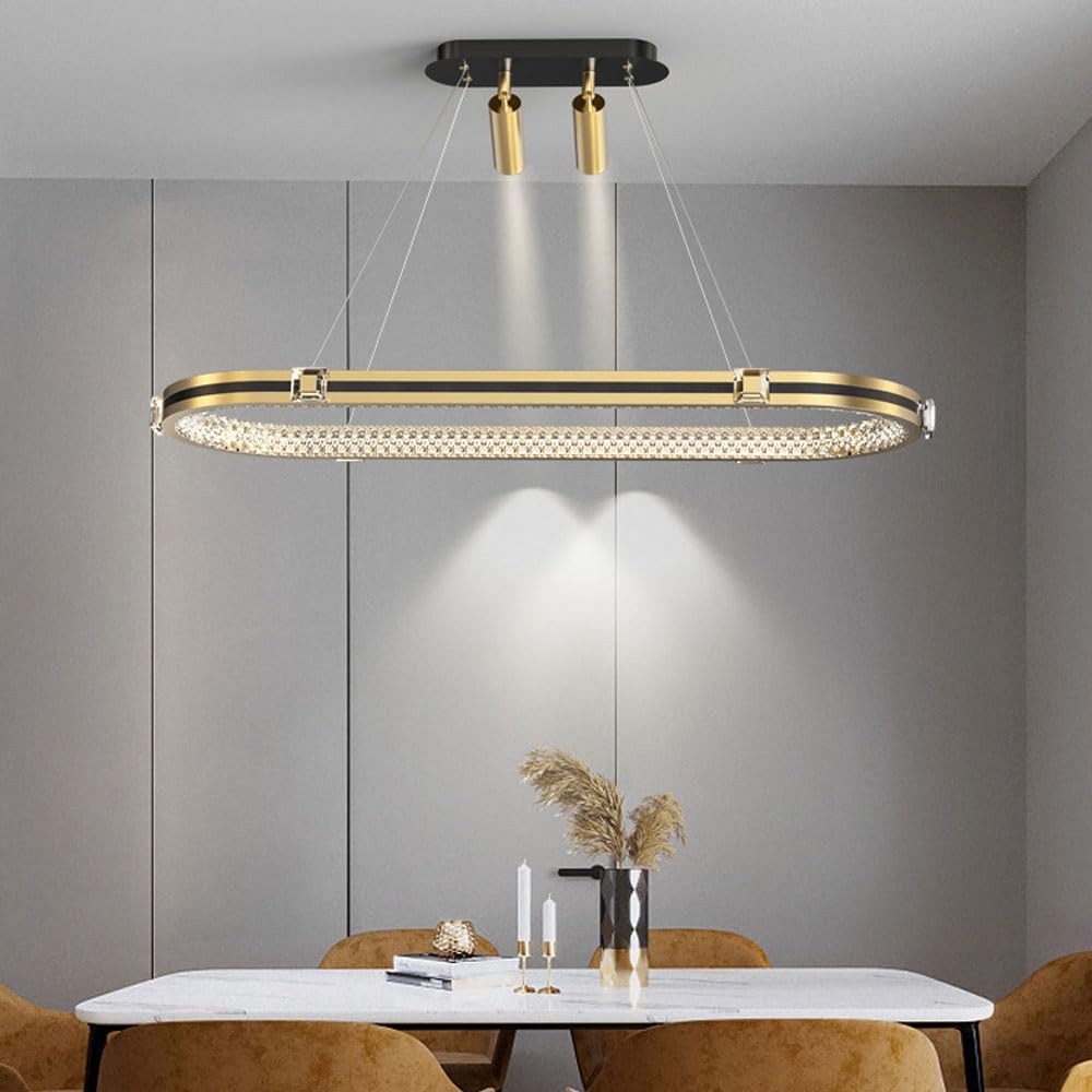 LED suspension 95cm de table luminaire suspendu doré 65W pour éclairage de salle à manger