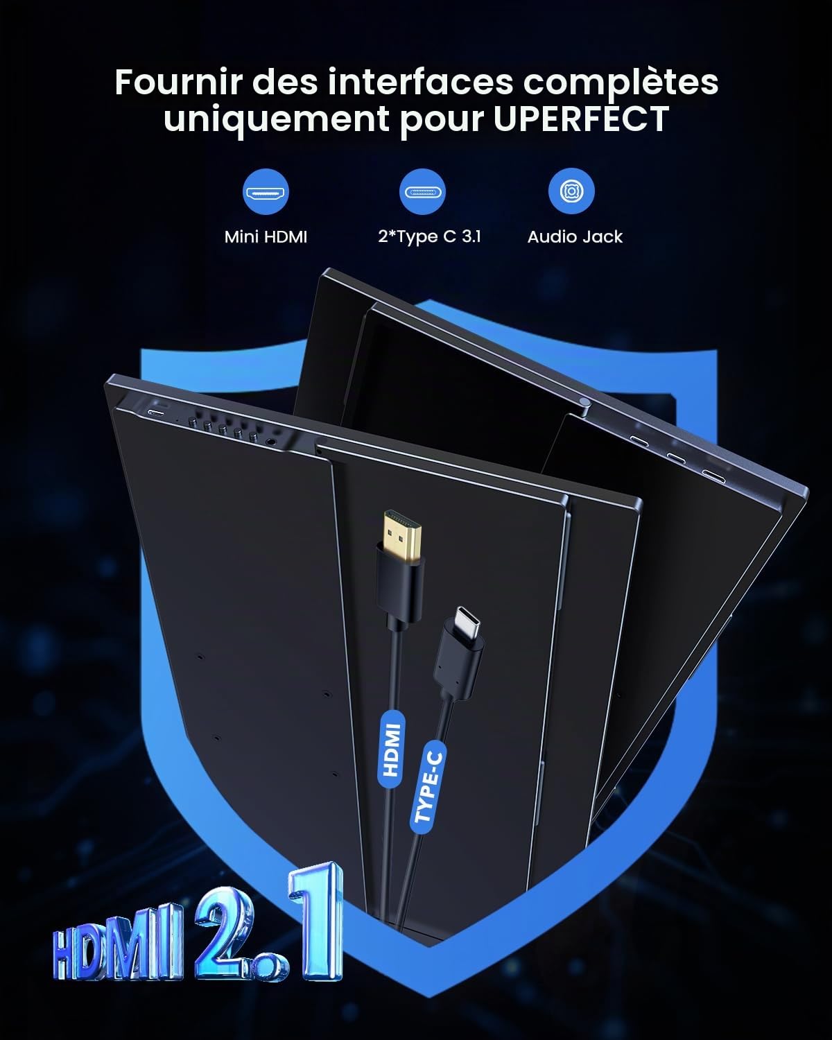 UPERFECT Écran de Jeu Portable 4K 144Hz, 19" 0.1ms 110% DCI-P3 QLED