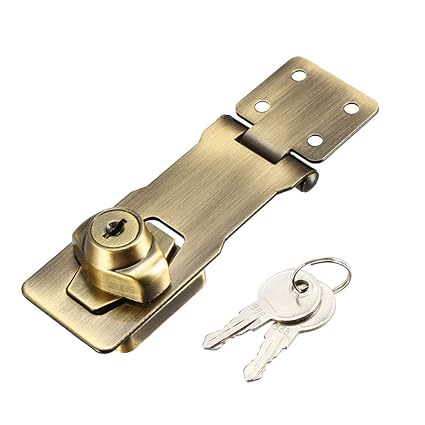 uxcell Keyed Hasp Lock 135mm Twist Knob Keyed Locking Hasp for Door Cabinet Keyed Alike Bronze Tone