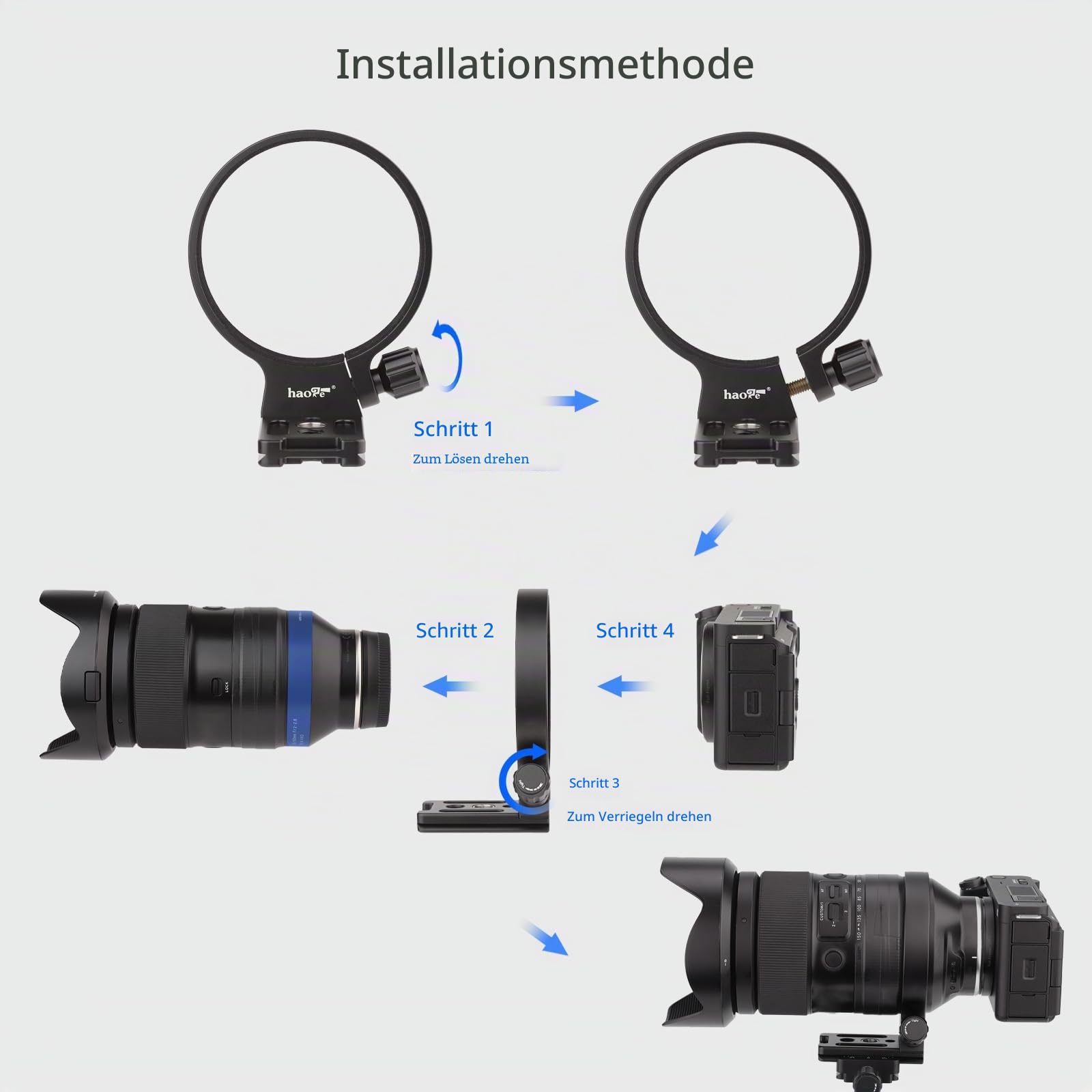 Haoge Objektivkragen für Tamron 35-150 mm F/2-2.8 Di III VXD A058 Objektivständer Basis Fuß Stativ Mount Ring, integrierte Arca-Typ-Schnellwechselplatte
