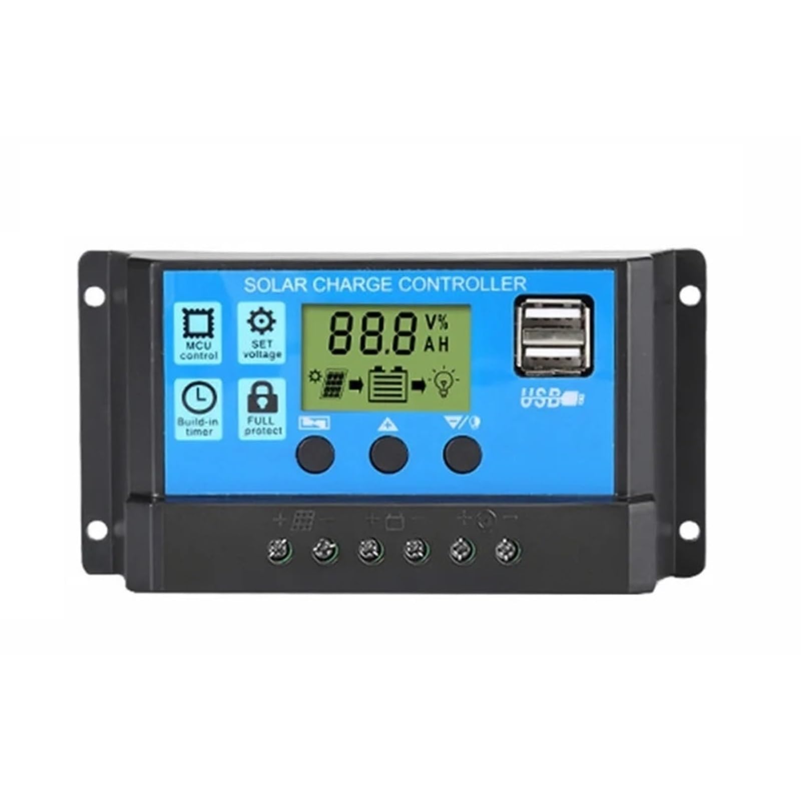Solar Charge Controller, Efficient Solar Controller 12V 24V 60A 50A 40A 30A 10A Voltage Regulator PWM Battery Charger LCD Dual USB 5V Outpu(60A)