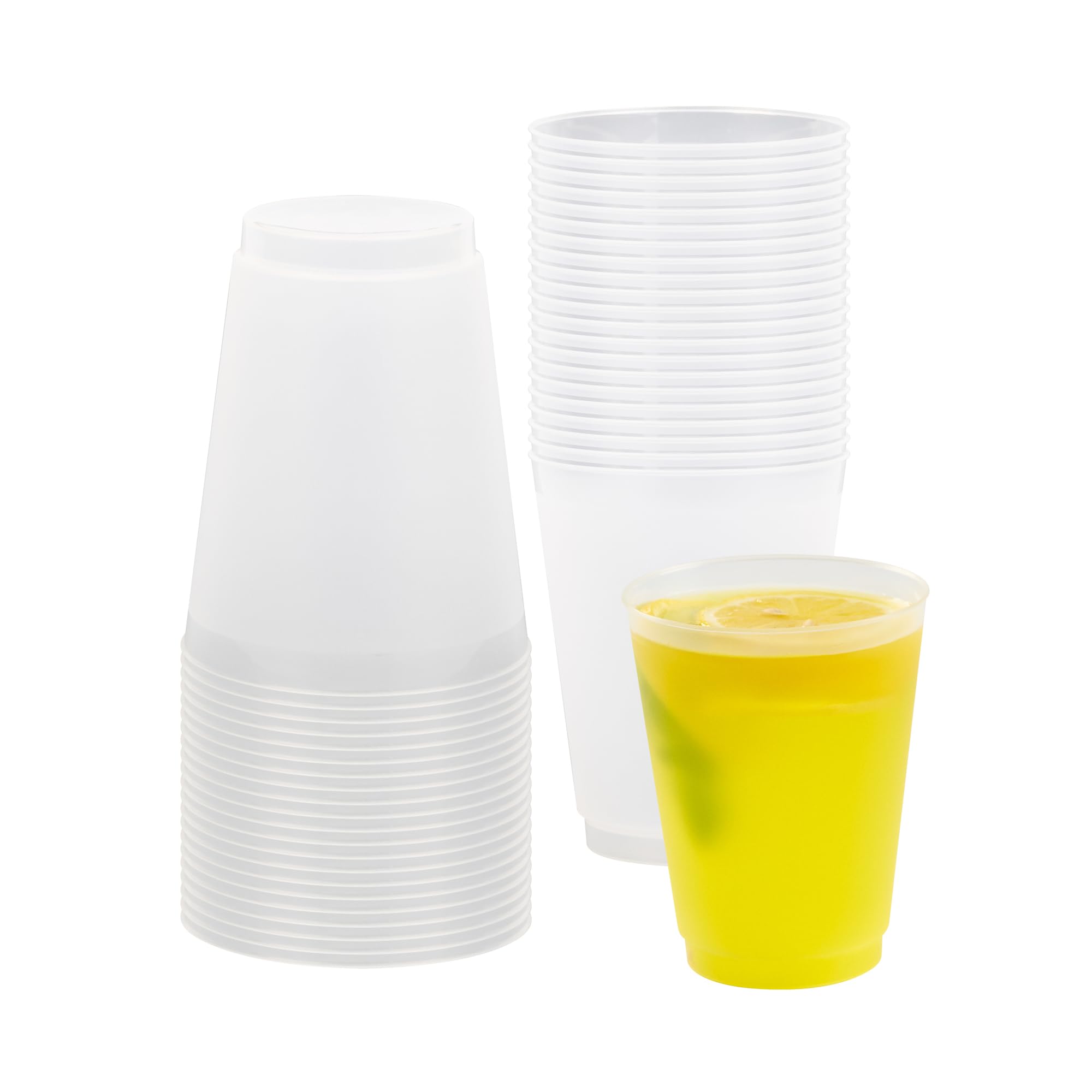 Flexi Grip 16 Ounce Disposable Cups, 500 Flexible Drinking Cups - Stackable, Dishwashable, Frosted Plastic Party Cups, Serve Cold Drinks, For