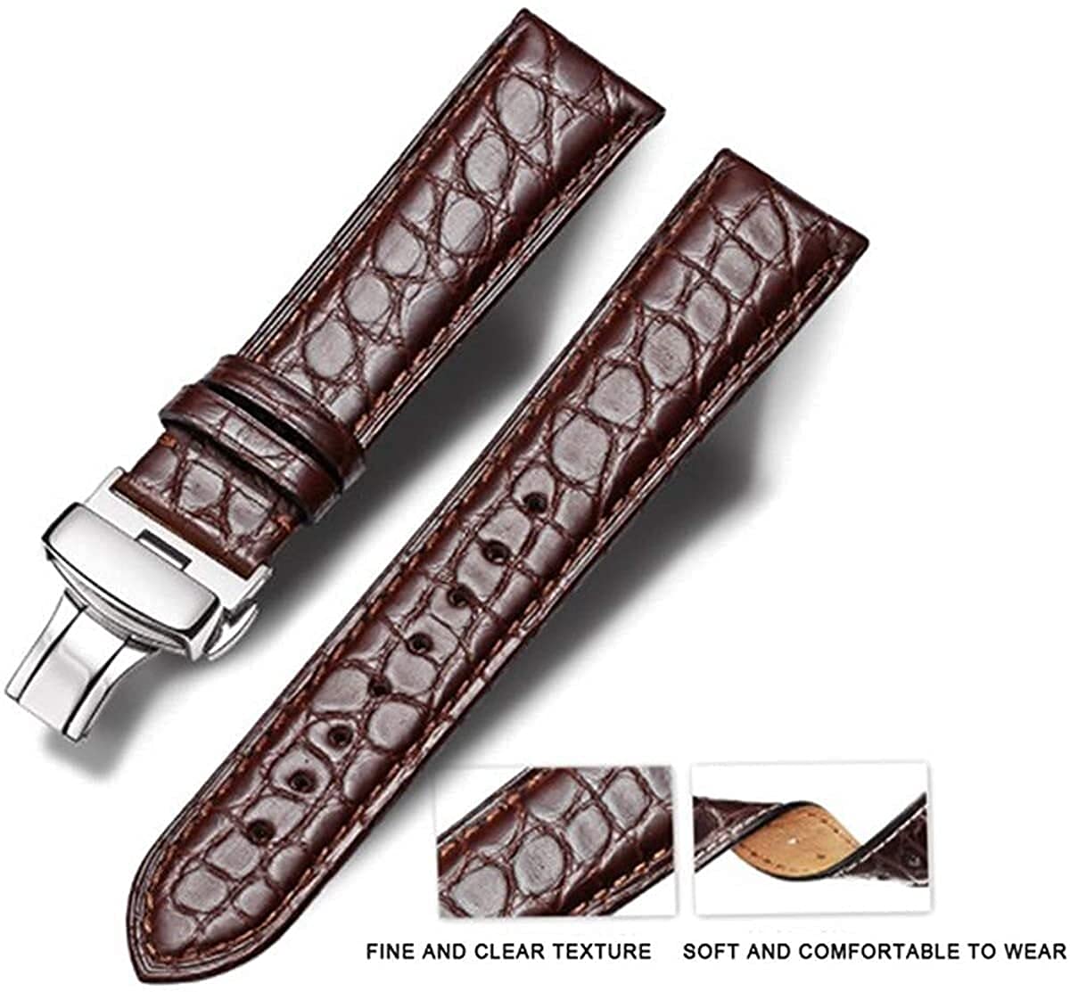 Guardia Cinturino in Coccodrillo Cinturino in Pelle Cinturino in Pelle 14mm 16mm 18mm 20mm /22mm/24mm Nero Brown Donne da Uomo Guardia da Uomo Cinturino (Colore:8 Brown 1,Dimensione:14mm)