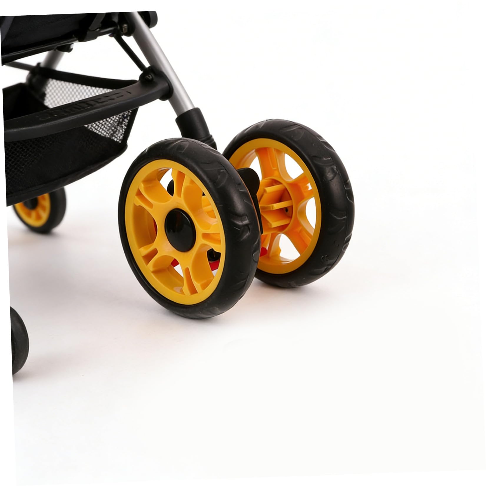4 Piezas Ruedas Giratorias de Plástico Negro para Carrito Infantil y Carrito de Mascotas, con Tracción Estable y Mayor Fricción, Repuesto para Ruedas Delanteras y Traseras