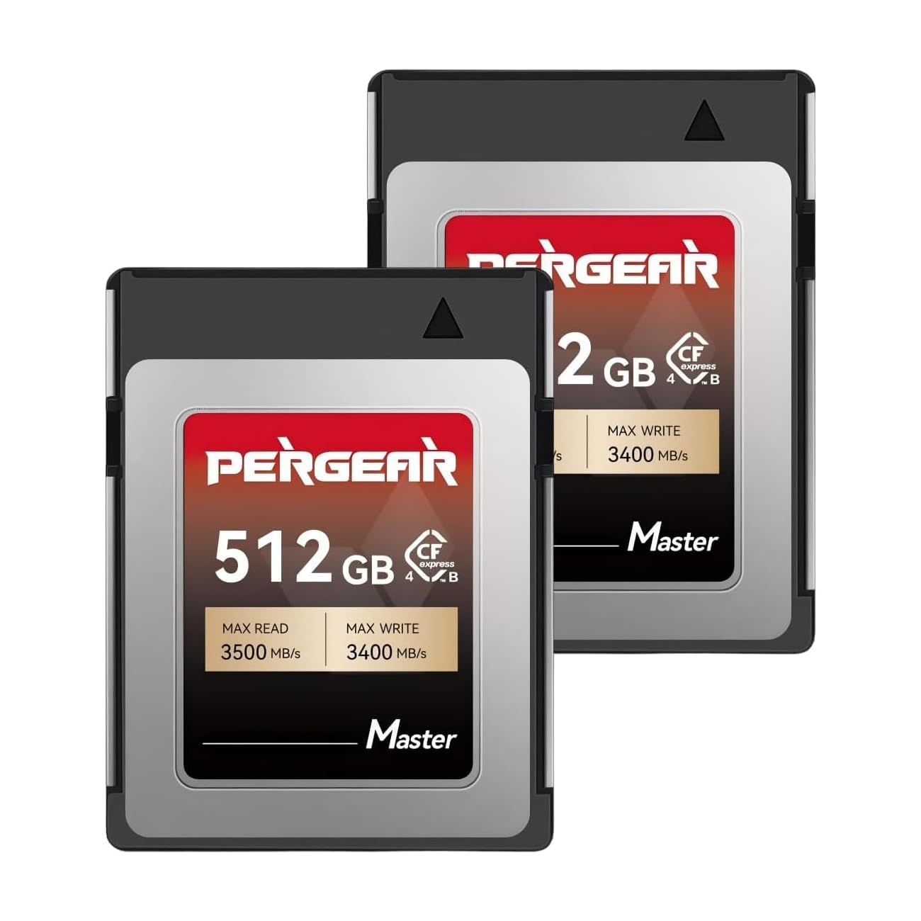Pergear 512GB CFexpress 4.0 Typ B-Speicherkarten, bis zu 3500MB/s Lesegeschwindigkeit 3400MB/s Schreibgeschwindigkeit für 8K-Raw-Videoaufnahmen(2er-Pack) Master Series, für R5/R5C/Z8/Z9/Z7 DSLR-Kamera