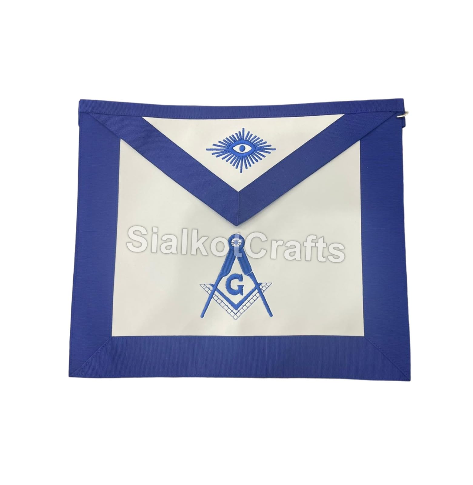 masonic blue lodge set of apron, chain collar and square compass gloves
