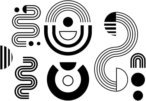SUPERDANT Calcomanías de pared minimalistas bohemias, color negro, geométricas, calcomanías de pared y murales