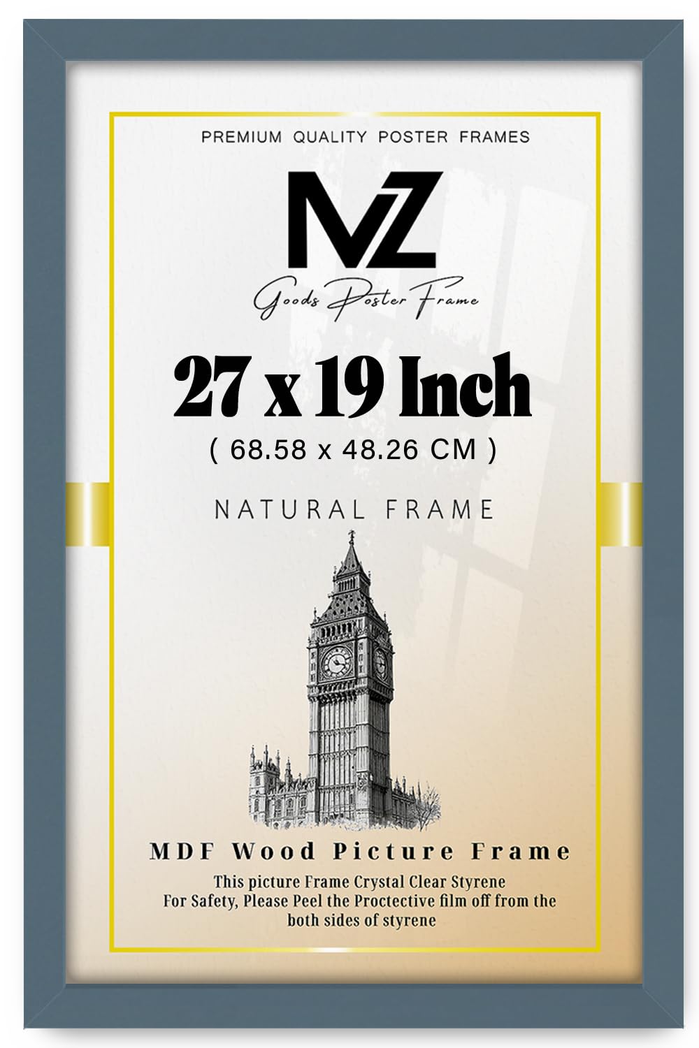 Mz Goods Dark Grey | Mdf Poster Frame (68.58 X 48.26 Cm) 48.26 X 68.58 Cm Ideal For Art, Home & Office Décor, Sturdy Mdf Finish, Secure Hooks For Easy Wall Mounting [ ]