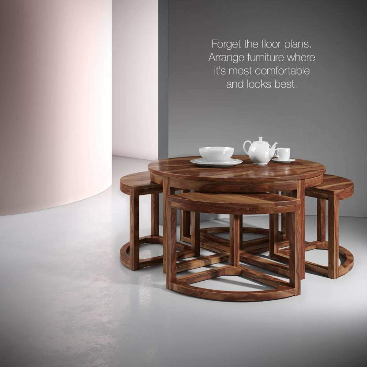 Buy Urban Wood Provincial Teak Finish Square Sheesham Wooden Center