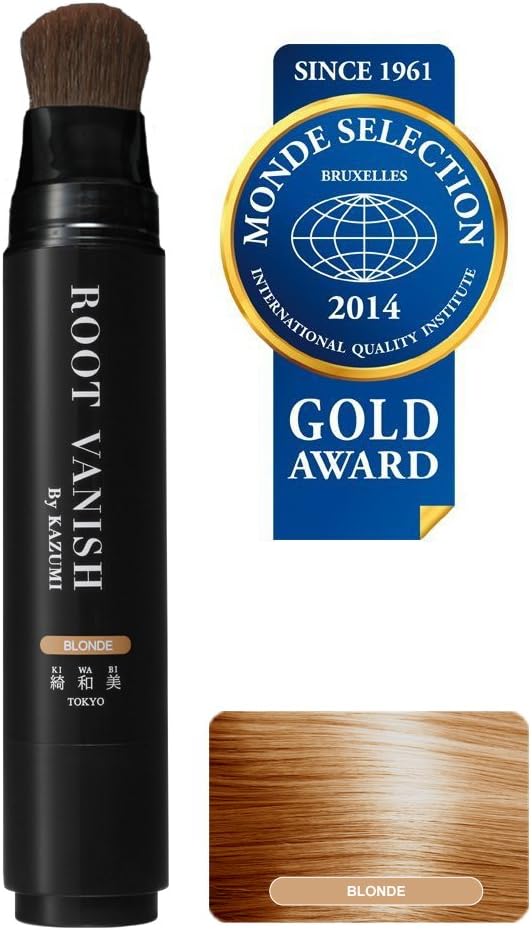 ROOT VANISH BY KAZUMI in medium Blonde Instantly Camouflages Gray Roots and Hair with Natural Anti-Aging Botanicals.
