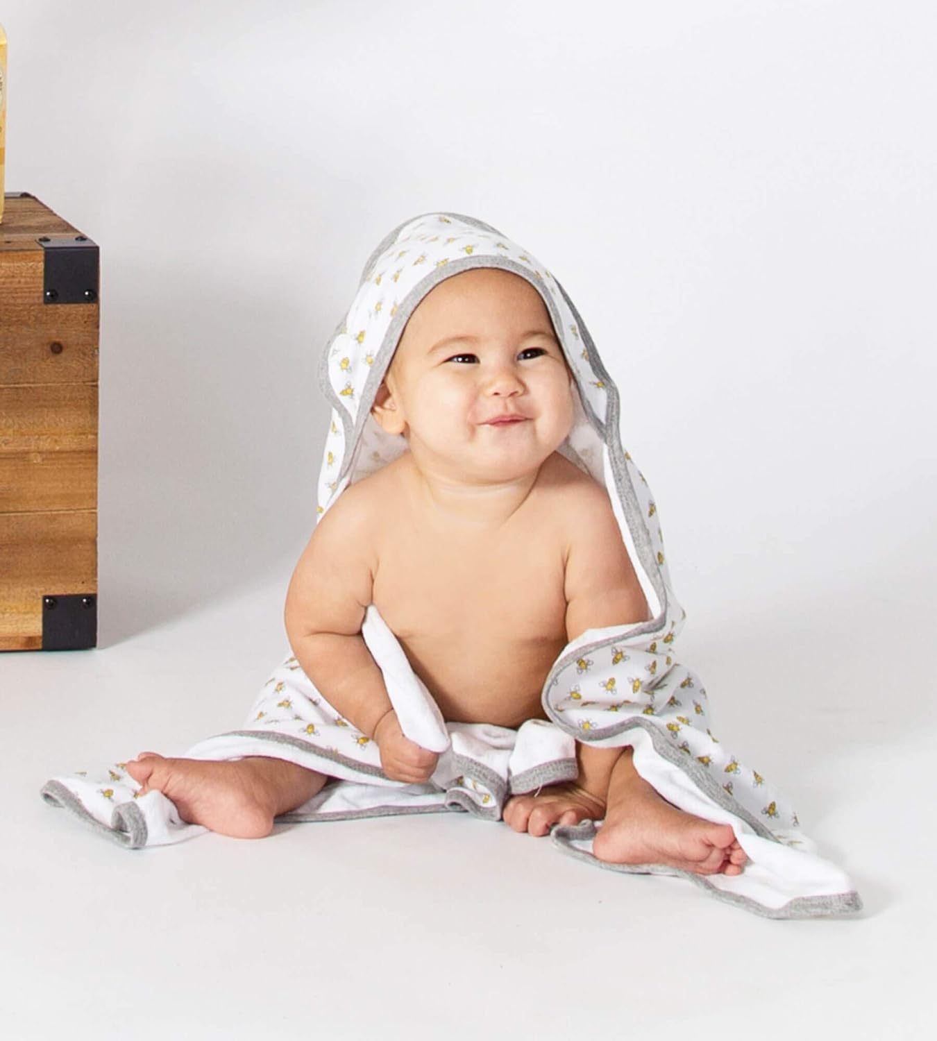 Burt's Bees Baby - Hooded Towels, Absorbent Knit Terry, Super Soft Single Ply, 100% Organic Cotton (Honey Bee/Grey, 2-Pack) : Everything Else