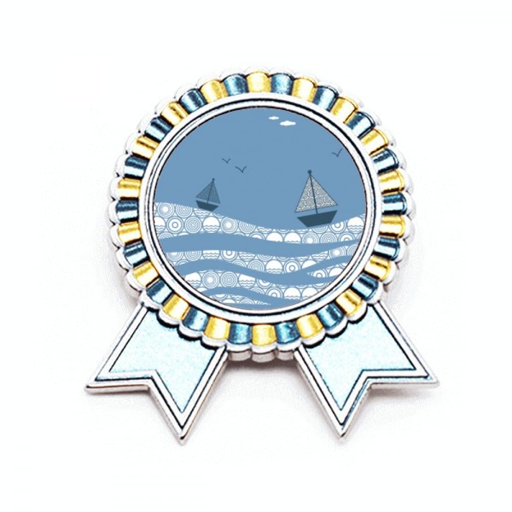 Broche vague de mer illustration nuage design métal taille M