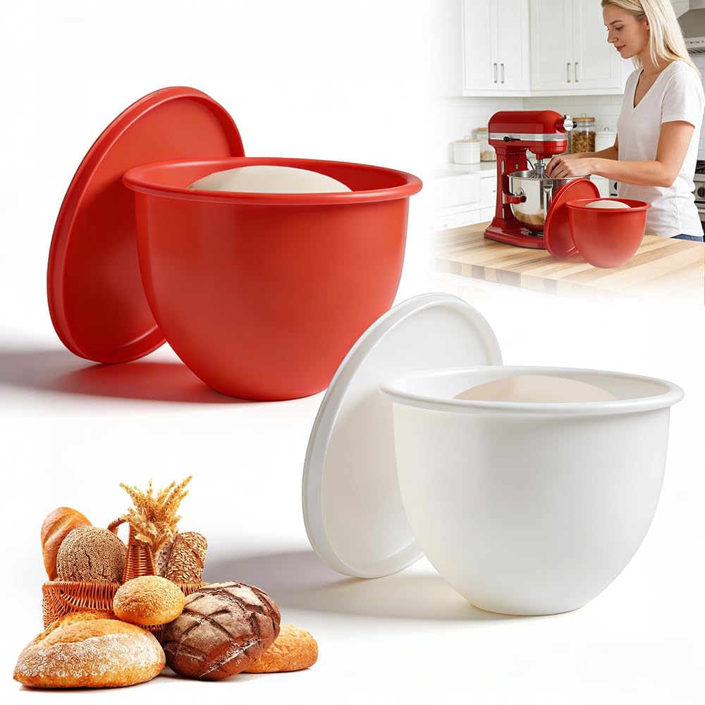 Silicone Bowl Liners for Stand Mixer, NAVESO 2 Pack Reusable Kitchen Silicone Liners with Lids, Mixing Bowls for Kitchen Mixer 5 Qt, Mixing Attachments & Accessories