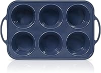 Vnray Jumbo 6-Cup Silicone Muffin Pan with Metal Frame - Non-Stick, BPA-Free Extra Large Tray for Cupcakes, Egg Bites, Grey