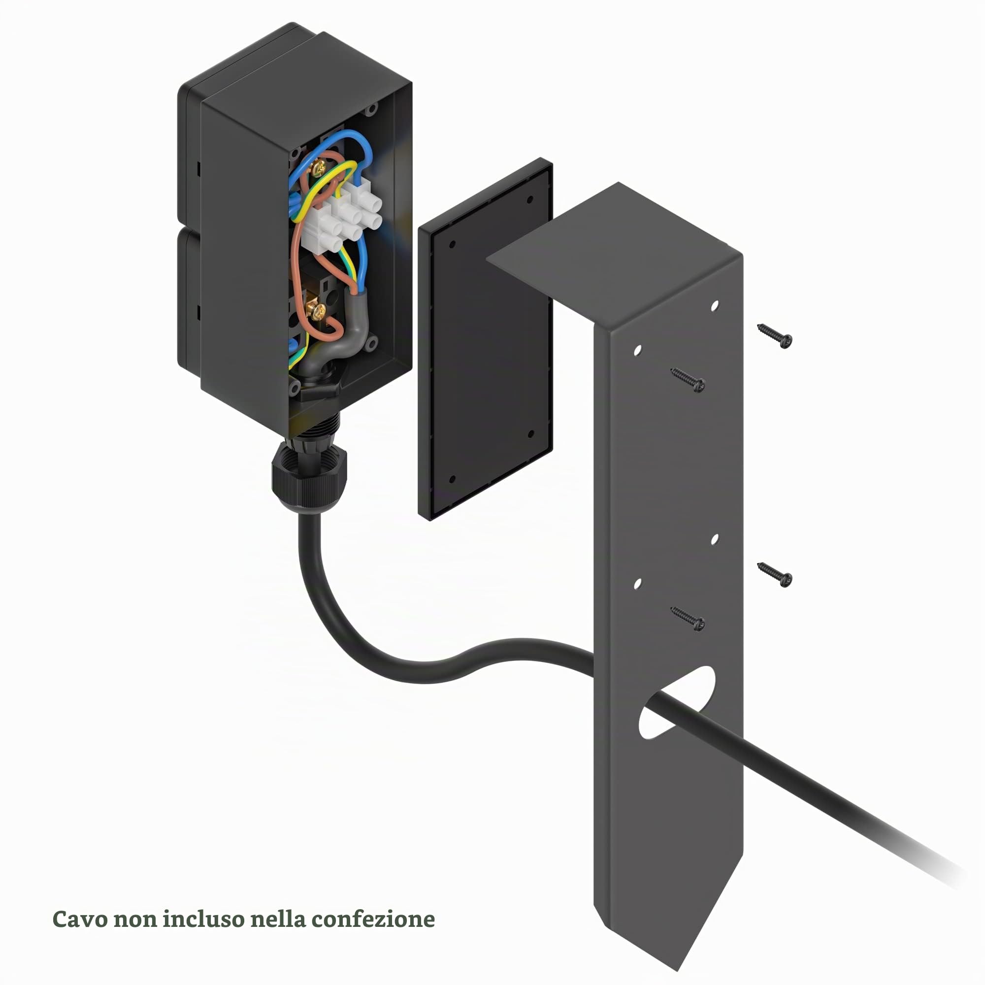 ledscom.de Colonnina con 3 prese da giardino PIWI con picchetto da terra per esterni, IP44, a 2 prese, acciaio inossidabile, antracite, squadrata, 30 cm