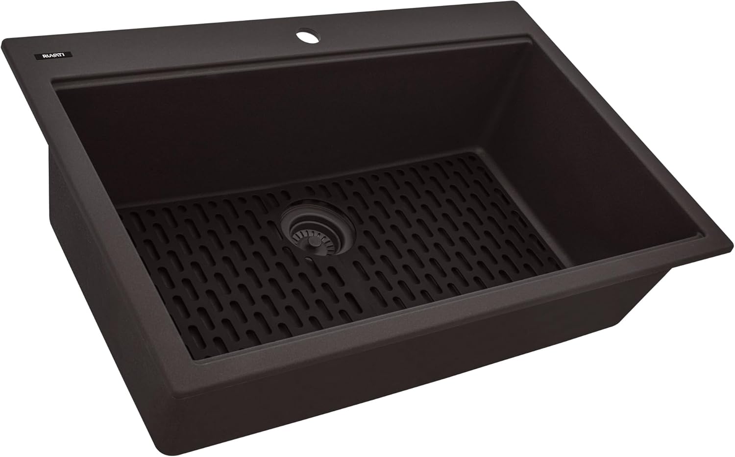Ruvati 33-inch Granite Composite Quartz Workstation Drop-in Topmount Kitchen Sink Espresso - RVG1306ES