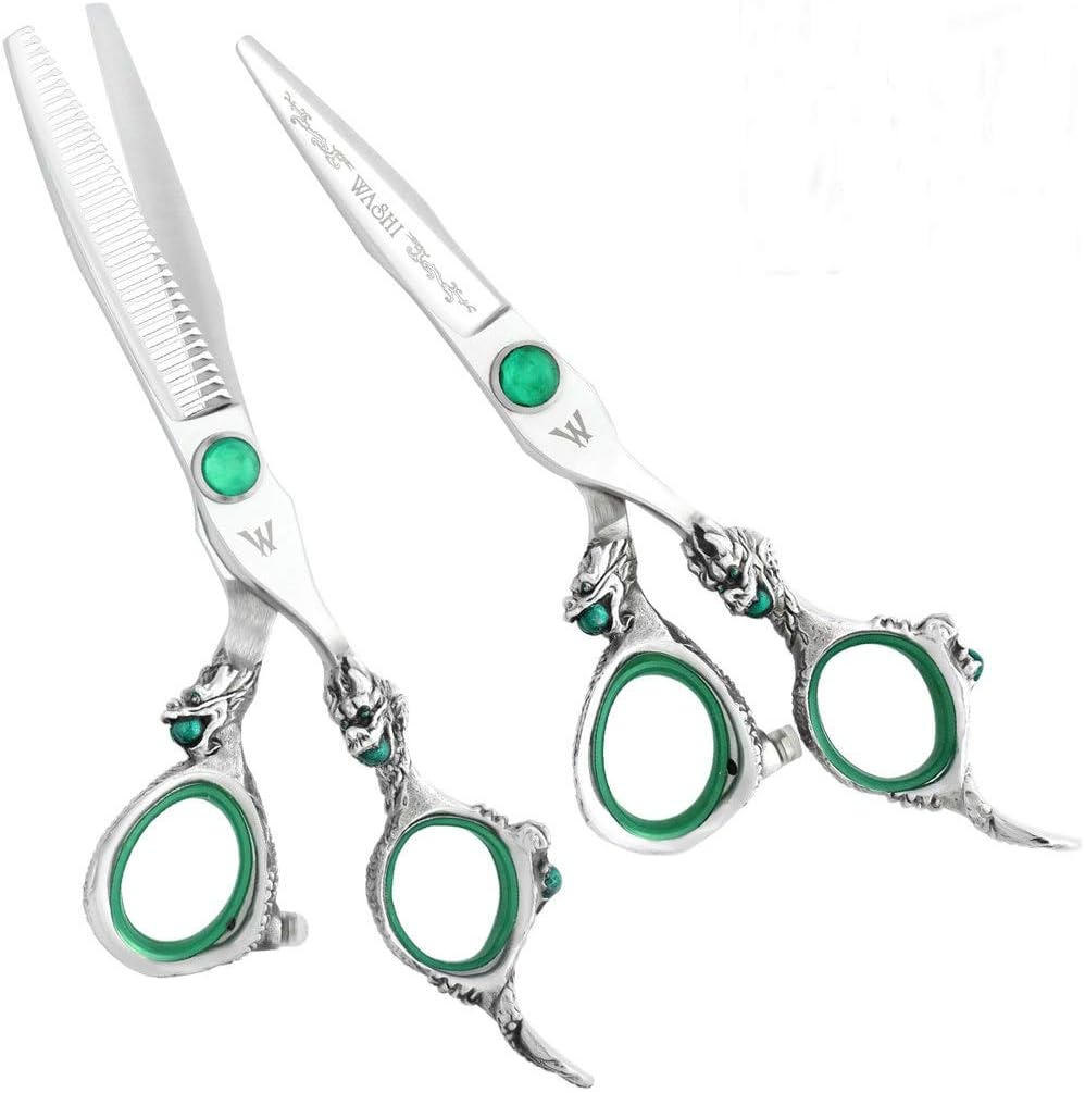 Washi Beauty - Green Creation Set 5.5” w 30 Tooth Thinner, Texture Razor, and Case