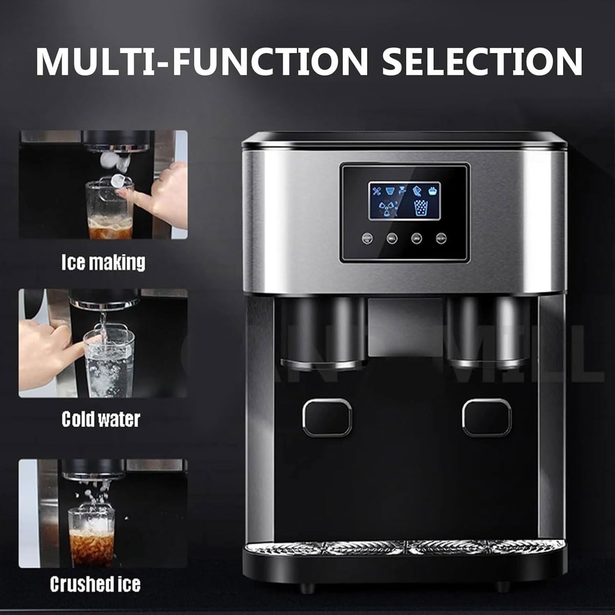 Máquina eléctrica para hacer hielo, trituradora de hielo con depósito de agua de 1,8 L, máquina de hielo y agua de 150 W, 16 cubitos de hielo listos en 6 minutos, 18 kg/24 h, para restaurantes