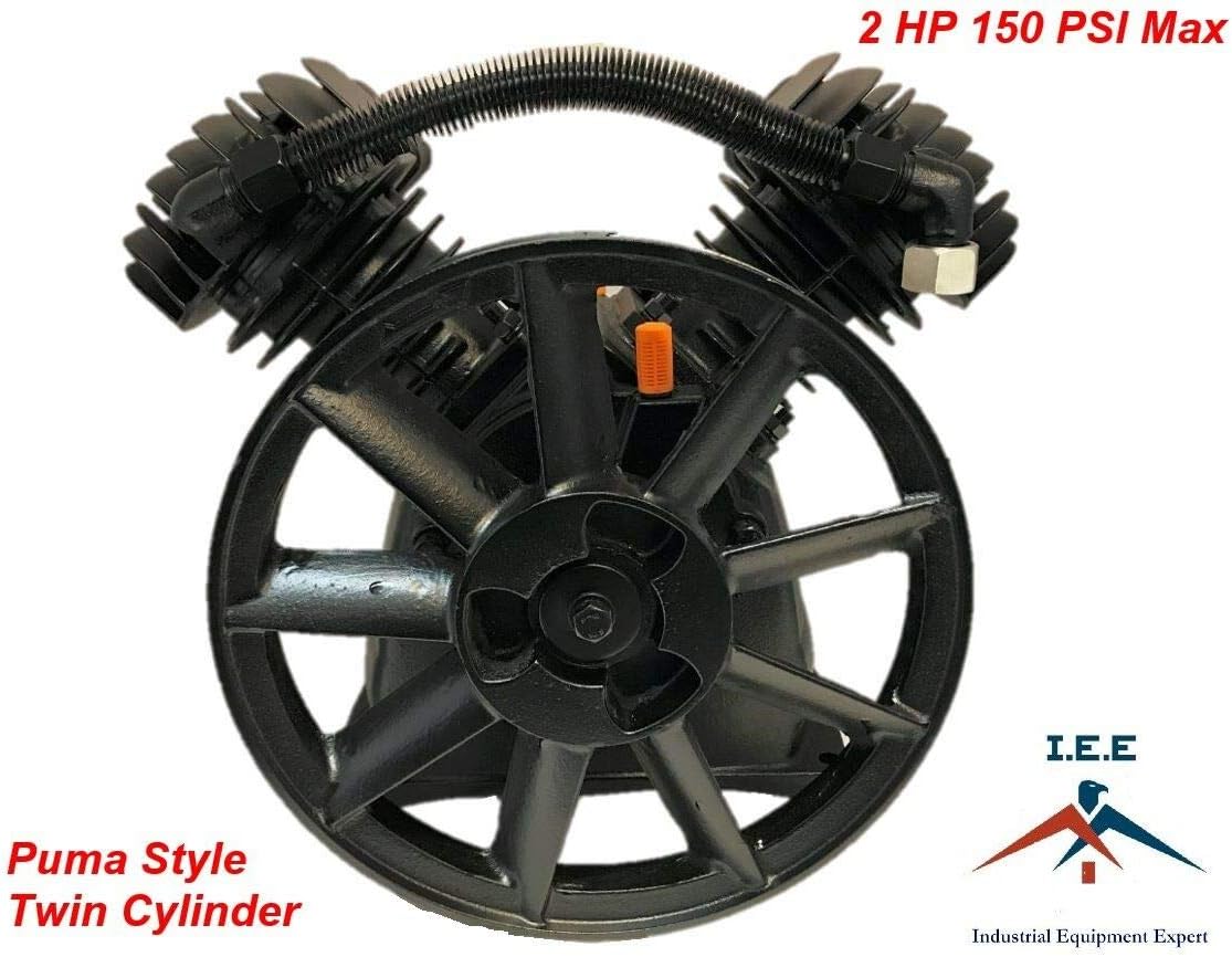 2 HP Air Compressor Pump 150 PSI MAX Replacement Pump, Twin Cylinder, Puma Style