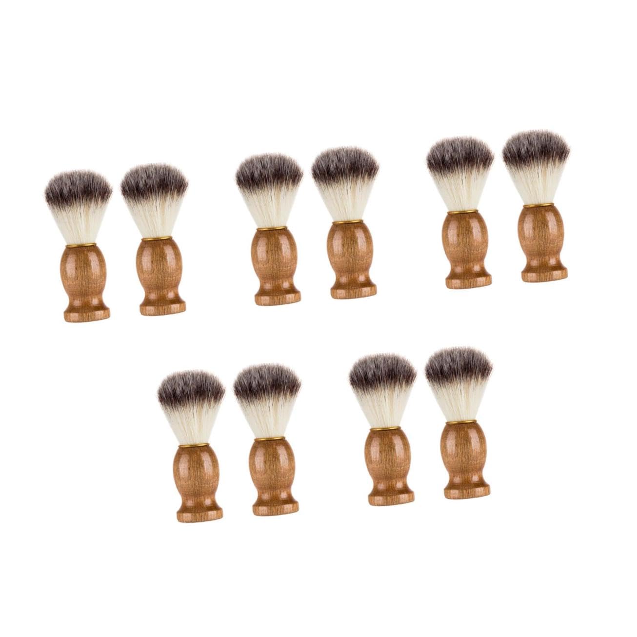 10 Pezzi Spazzola Barba Uomo con Setole Morbide Nylon Manico Ergonomico in Legno Resistente all Acqua per Cura Delicata e Rasatura Precisa Quotidiana Viaggio