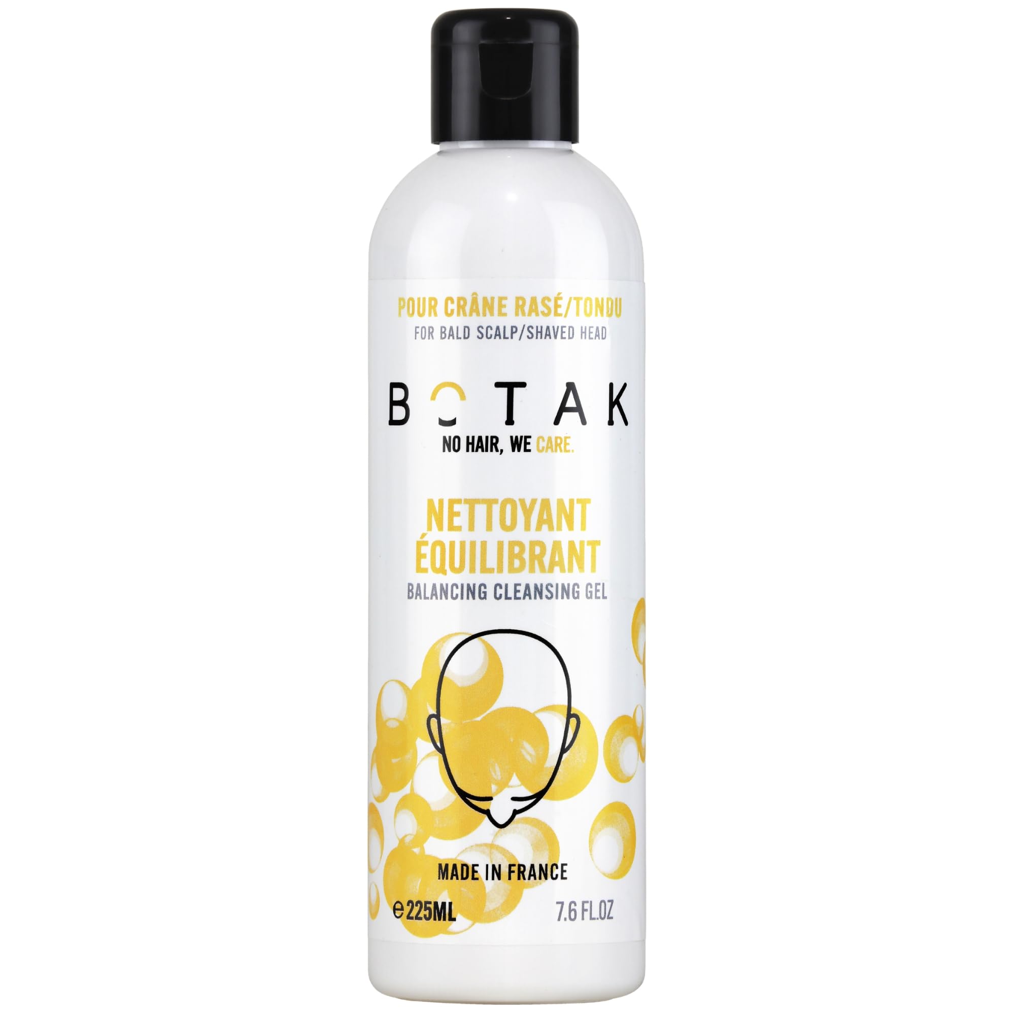 BOTAK Limpiador equilibrador para cráneos afeitados/esquilados | 99% de origen natural, vegano, francés | calmante | anticaspa, picor y espinillas | regula el pH y la