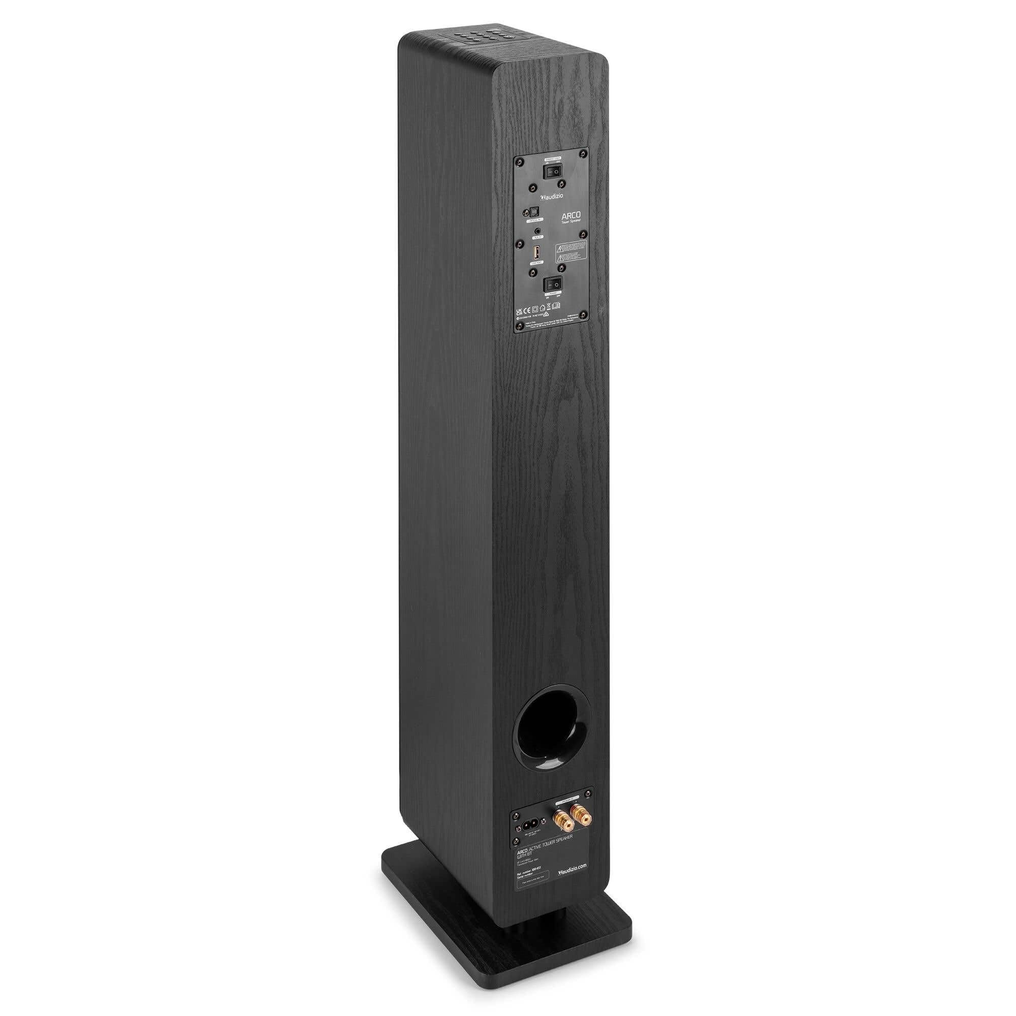 Audizio Arco – Altoparlante attivo con Bluetooth 5.4 – 160 Watt, impianto musicale e sistema audio home cinema, luce LED – USB, AUX, Optical, con telecomando – TWS – Nero
